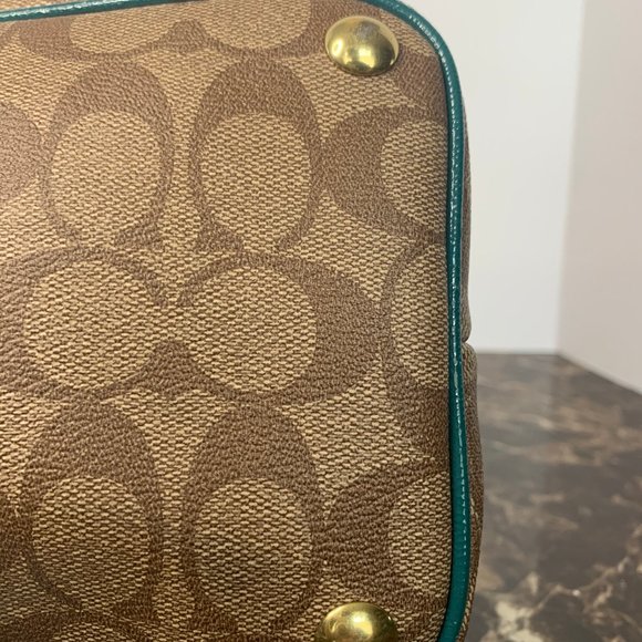 Coach Khaki Peyton Signature Cora Domed Satchel - Picture 7 of 8